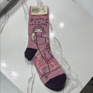 Blue Q Introverting Pink and Purple Socks